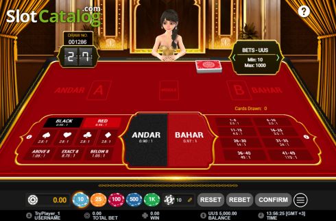 Table game screen. Andar Bahar (GamePlay) slot