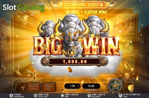 Big win screen. Steampunk Bandits slot
