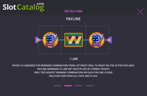 Payline screen. Retro W88 slot