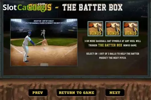 Paytable 2. Baseball slot