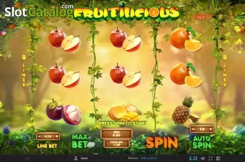 スクリーン1. Fruitilicious (GamePlay) カジノスロット