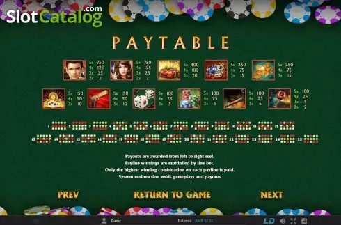 Paytable 1. God of Gamblers (GamePlay) slot