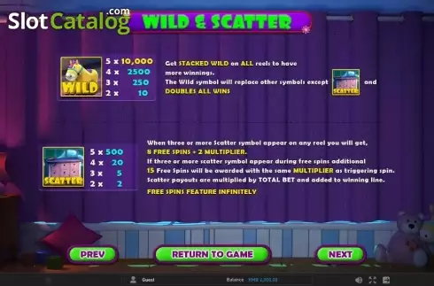 Paytable 2. Little Monsters slot