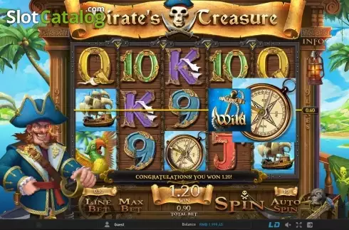 スクリーン2. Pirate's Treasure (GamePlay) カジノスロット