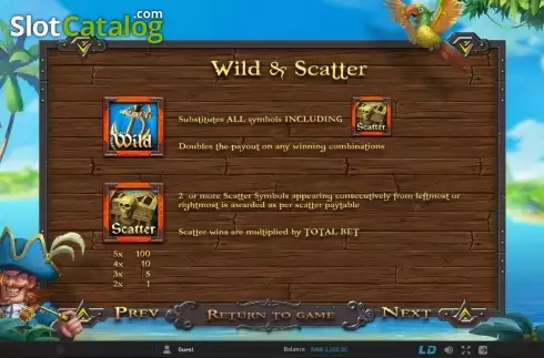 Betalningstabell 2. Pirate's Treasure (GamePlay) slot