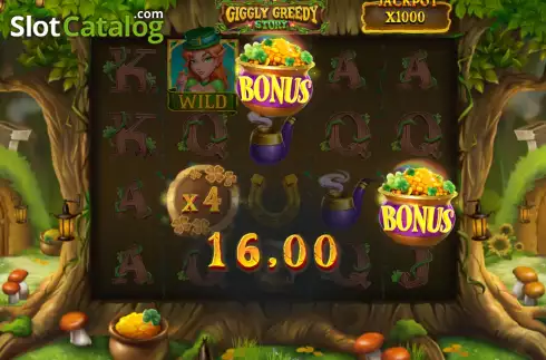 Win screen. Giggly Greedy Story slot