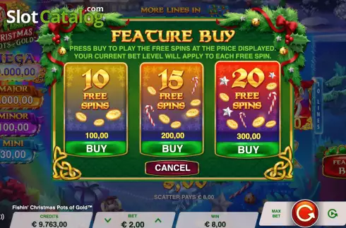 Buy Bonus Menu. Fishin’ Christmas Pots Of Gold slot