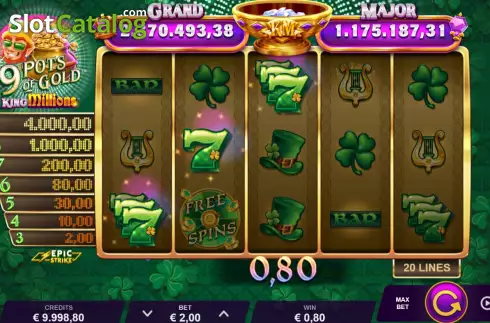 Skärmdump3. 9 Pots of Gold King Millions slot