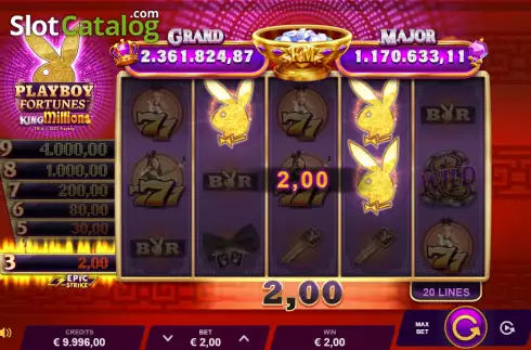 Win screen. Playboy Fortunes King Millions slot