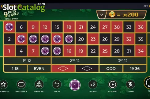 Game screen 2. 9 Pots of Gold Roulette slot