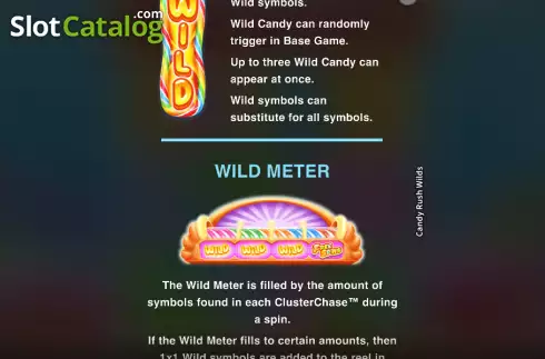 Features screen. Candy Rush Wilds slot
