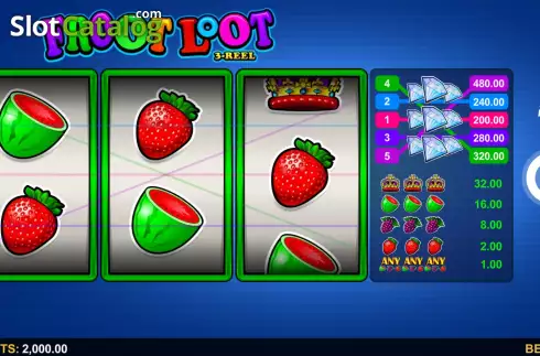 Game Screen. Froot Loot 3-Reel slot