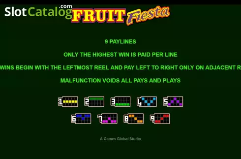 Ekran9. Fruit Fiesta 9 Line yuvası