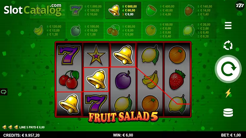 Fruit Salad 5-Line Win Screen