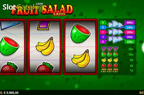 Game Screen. Fruit Salad 3-Reel slot