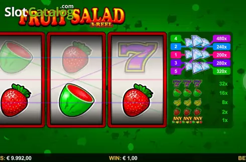 Win Screen. Fruit Salad 3-Reel slot
