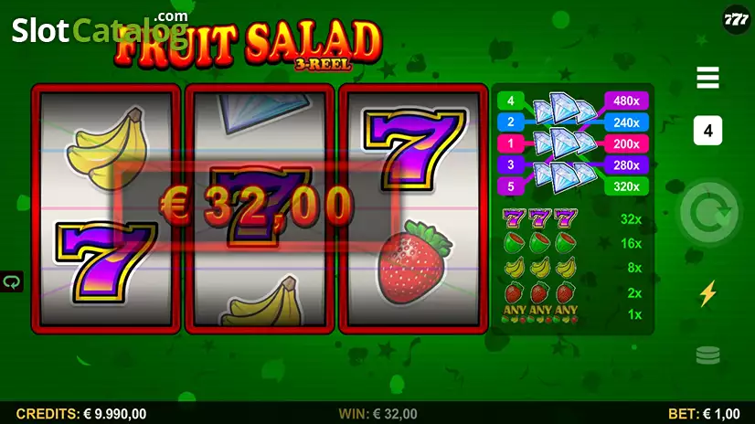 Fruit Salad 3-Reel Win Screen