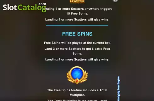 Free Spins screen. Almighty Zeus Empire slot
