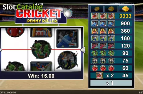 Win screen. Cricket Penny Roller slot