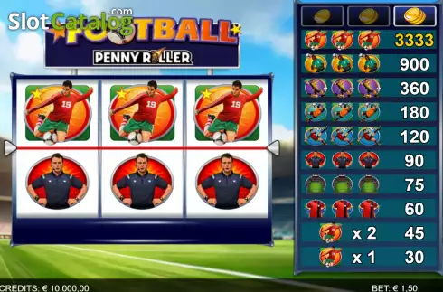 Game screen. Football Penny Roller slot