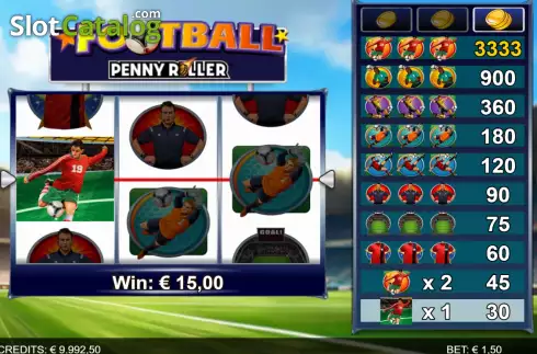 Win screen. Football Penny Roller slot