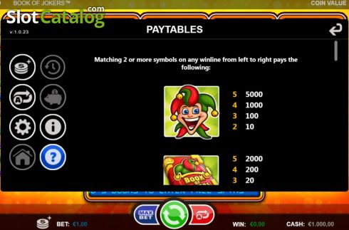 Paytable 1. Book Of Jokers slot
