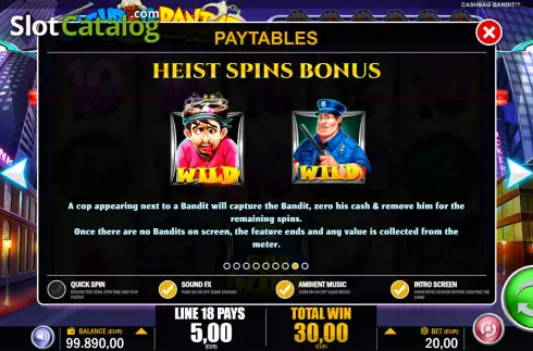 Heist spin bonus screen 2. Cashbag Bandits slot
