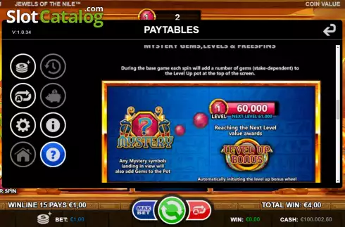 Mystery gems and FS feature screen. Jewels of the Nile (Games Inc) slot