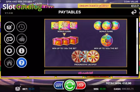 Bonus game screen. Spin and Win Deluxe (Games Inc) slot