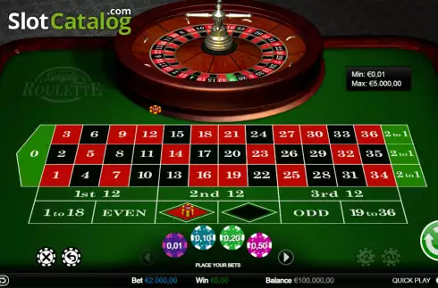 Game screen. Simply Roulette slot