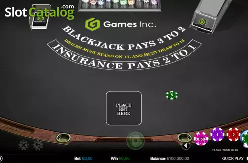 Ekran2. Single Hand Blackjack (Games Inc) yuvası