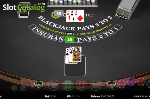 Ekran3. Single Hand Blackjack (Games Inc) yuvası