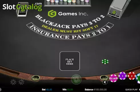 Captura de tela2. Single Deck Blackjack (Games Inc) slot
