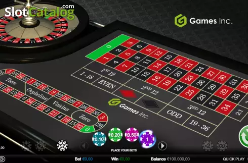 Game screen. European Roulette (Games Inc) slot