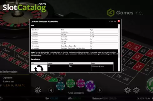 Captura de tela5. Lo-Roller European Roulette (Games Inc) slot