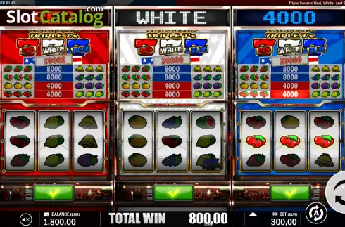 Bildschirm3. Triple 7's Red White and Blue slot