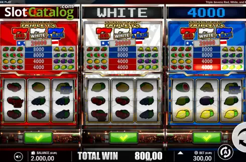 Win screen 2. Triple 7's Red White and Blue slot