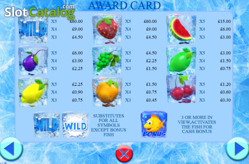 Schermo2. Frozen Fruits (Games Warehouse) slot