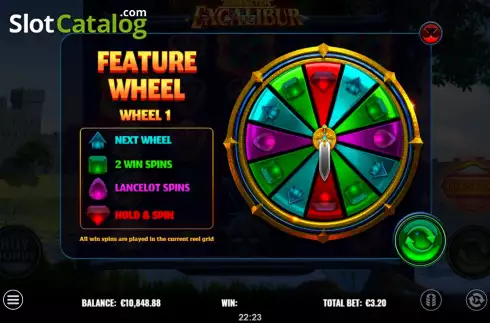 Bonus Wheel. Towering Pays Excalibur slot