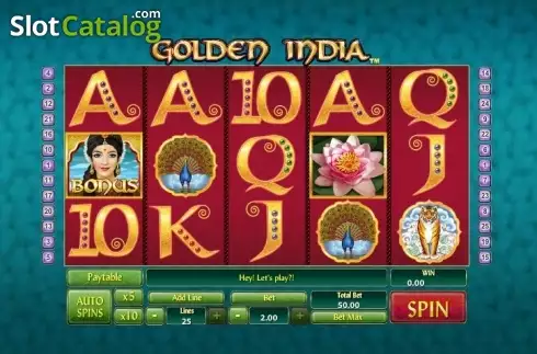 Game Workflow screen. Golden India Slots slot