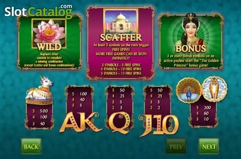 Paytable 1. Golden India Slots slot