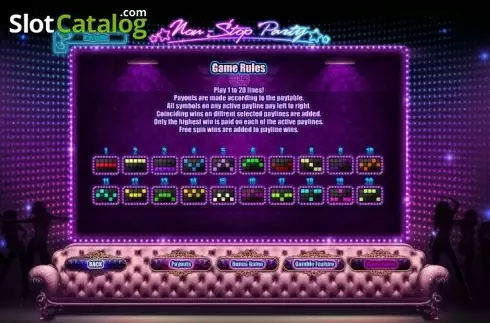 Paytable 4. Non-stop party slot