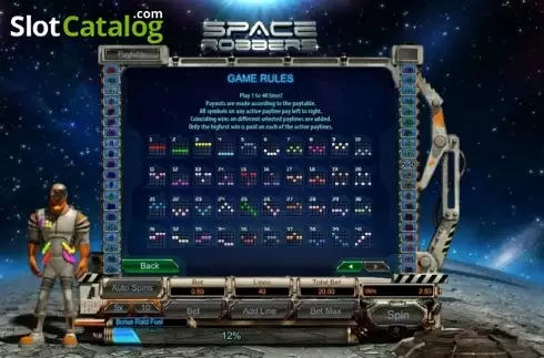 Paytable 4. Space Robbers slot