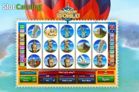 Game Workflow screen. Spin the World slot