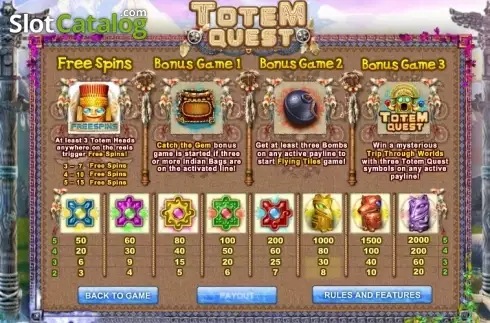 Paytable 1. Totem Quest slot