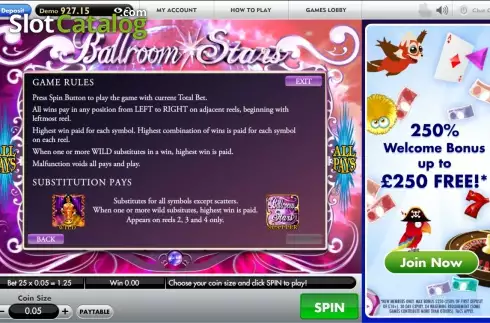 Bildschirm4. Ballroom Stars slot