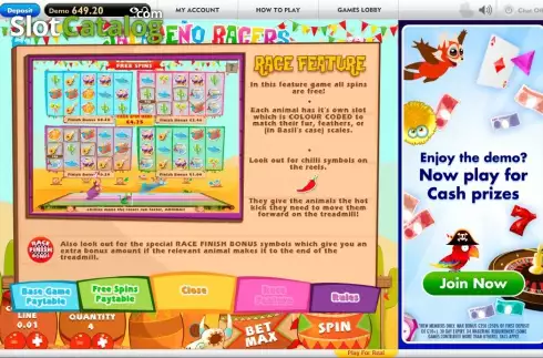 Paytable 3. Jalapeno Racers slot