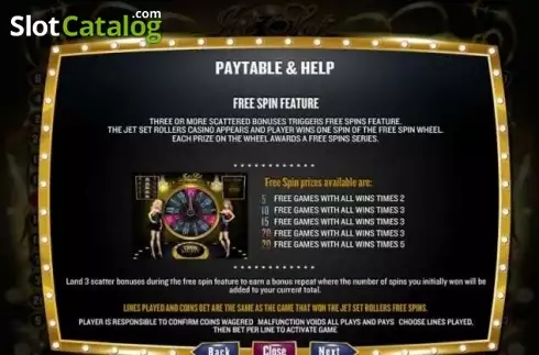 Paytable 1. Jet Set Rollers slot