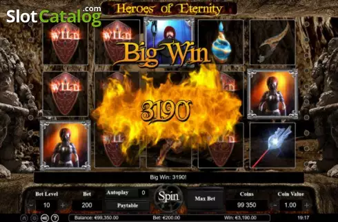 Big win screen. Heroes of Eternity slot