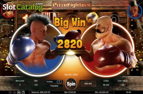 Big Win screen. Prize Fighters slot